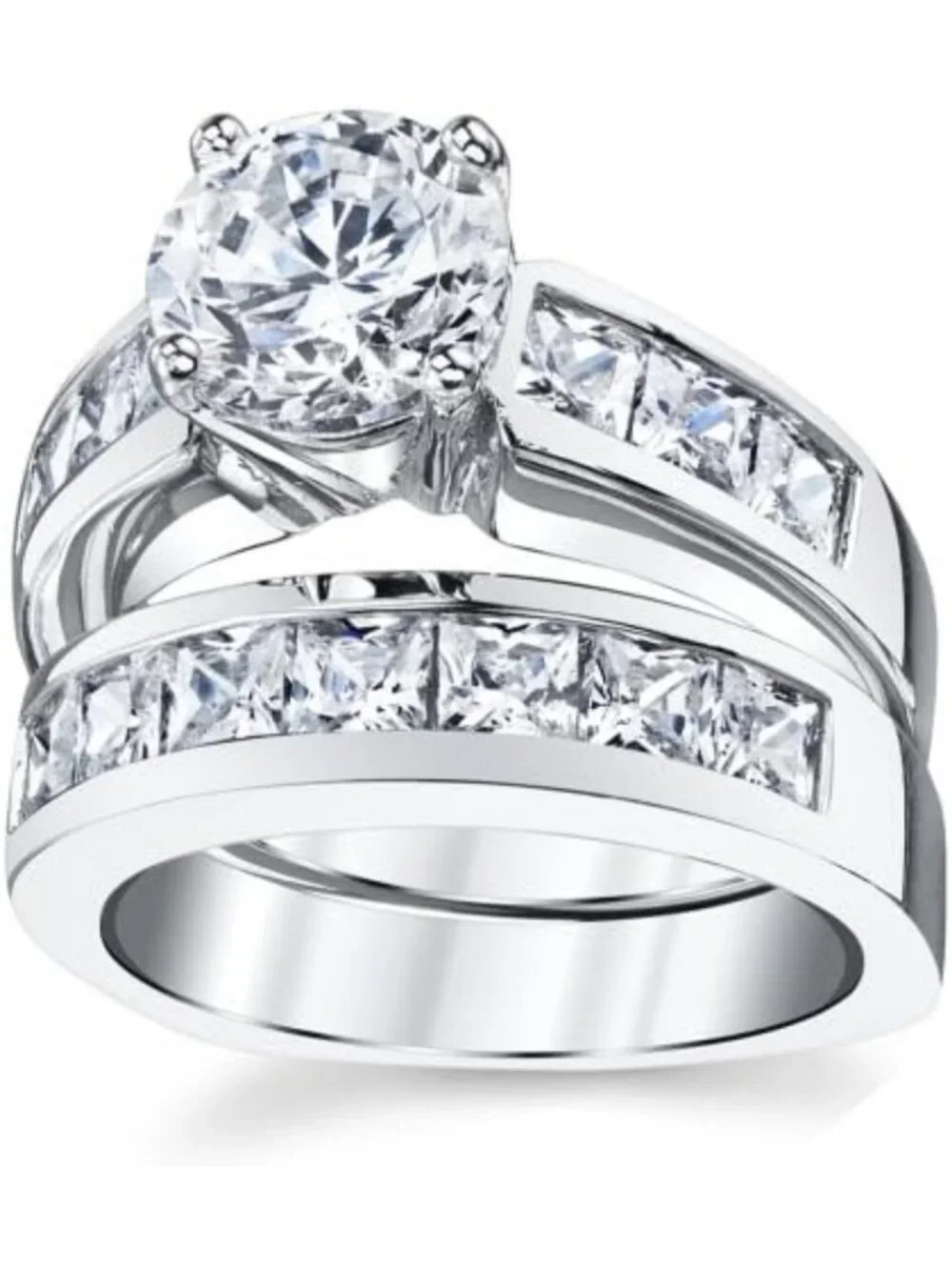 Stunning 2 Carat Sterling Silver Bridal Set - Cubic Zirconia Engagement